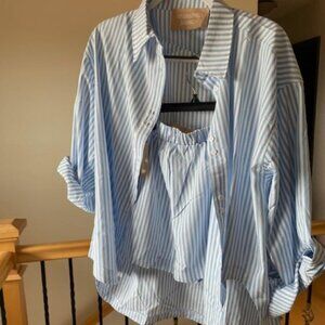 Araminta James Striped Blue Shorts and Shirt Set - Size XS